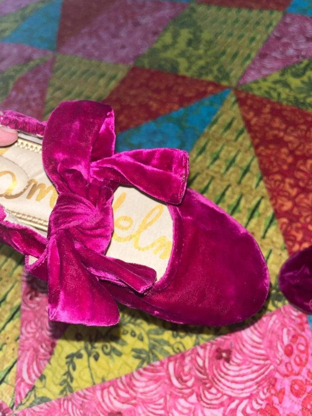 Sam Edelman Kids Velvet Bow Flats - Fuchsia